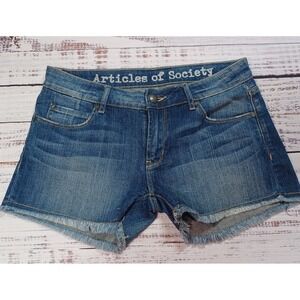Articles of Society Denim Shorts Womens 27 Blue Excellent Raw Hem Cut Off